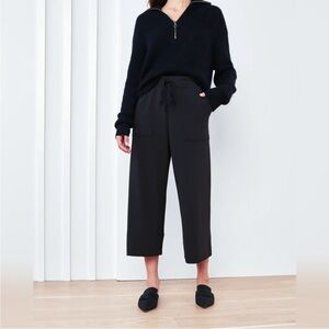 Quince Super Soft Fleece Wide Leg Pants in Black Sz M